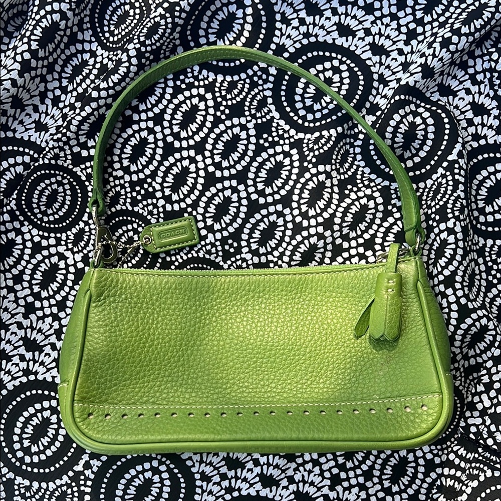 Coach Green Pebbled Leather Shoulder Bag